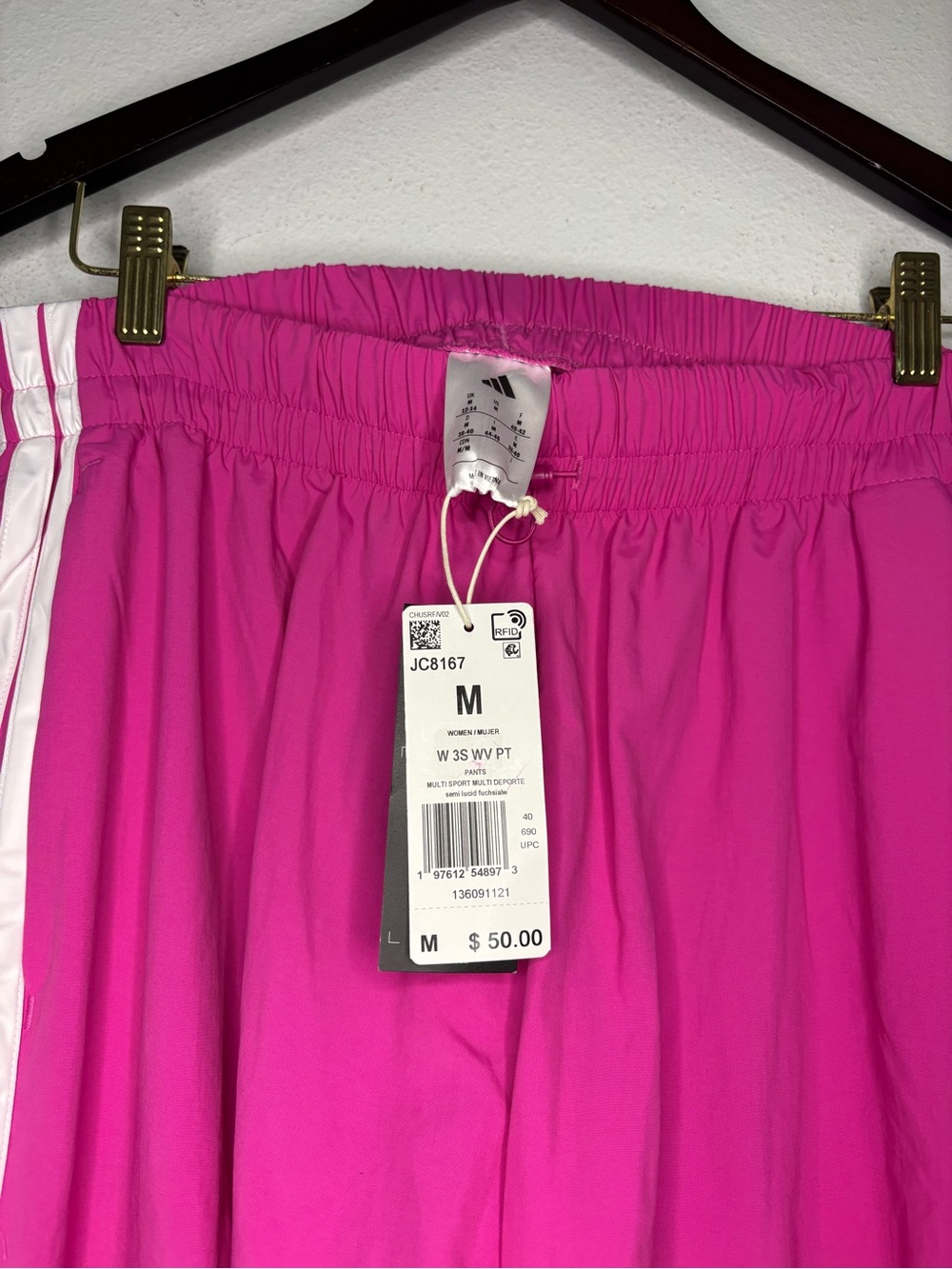 ADIDAS NWT PINK WIDE LEG WINDBREAKER TRACK PANTS SZ MEDIUM - Picture 6 of 7